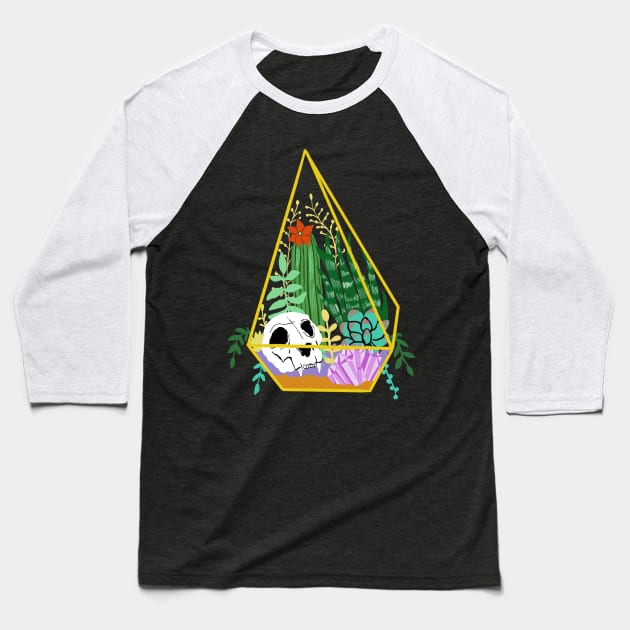 Pastel Goth Terrarium, Crystals, Skull & Succulents Baseball T-Shirt by LunaElizabeth